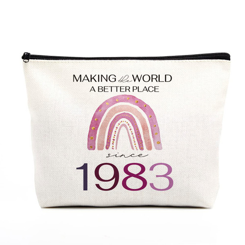 40th Birthday Gifts Women Makeup Bag 40th Birthday Decorations Women Boho Rainbow 40 Year Old Birthday Gifts for Women Her Mom Aunt Friend Sister Bestie Making The World A Better Place Since 1983