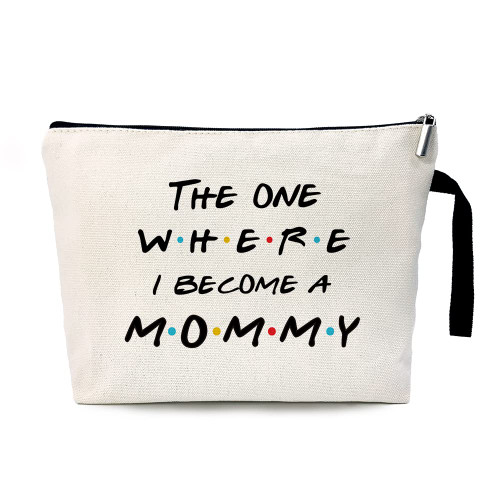 The One Where I Become a Mommy Cosmetic Bag? Baby Shower Presents?New Mommy Gift?Friends TV Show Cosmetic Bag?Congratulations Gift for First Time Mom?Promoted to Mom?Pregnancy Announcement Gift