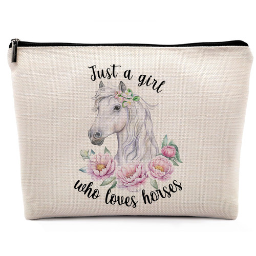 Dwept Just A Girl Who Loves Horses Cosmetic Bag, Watercolor Floral Horse Makeup Bag Zipper Cosmetic Pouch Bag Travel Linen Makeup Organizer, Horse Gifts for Women Girls Teenage Girls Horse Lovers Dwept Just A Girl Who Loves Horses Cosmetic Bag, Watercolor Floral Horse Makeup Bag Zipper Cosmetic Pouch Bag Travel Linen Makeup Organizer, Horse Gifts for Women Girls Teenage Girls Horse Lovers