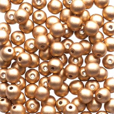Czech Druk Beads 4mm Opaque Gold 100 Pieces for Jewelry Making and DIY Crafts