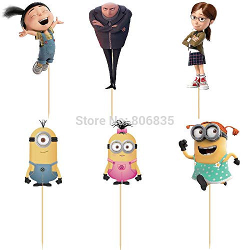 KBN 24pc Minions Cupcake Toppers for Party Decorations Supply Birthday Kids