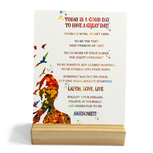 Inspirational Quote Desk Decor Rustic Plaque with Wood Stand, Today is a Good Day Watercolour Wooden Sign, Decorative Wood Sign for Home Shelf Decor Inspirational Quote Desk Decor Rustic Plaque with Wood Stand, Today is a Good Day Watercolour Wooden Sign, Decorative Wood Sign for Home Shelf Decor