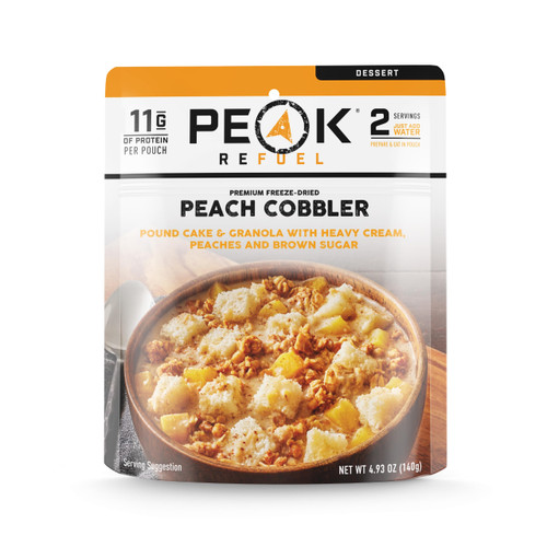 Peak Refuel Peach Cobbler | Real Ingredients | Ready in Minutes | Just Add Water | Premium Freeze Dried Backpacking & Camping Food | 2 Servings | Ideal MRE Survival Meal or Dessert