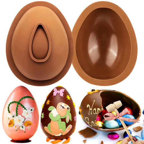 Juome Easter Eggs Chocolate Silicone Molds, Large 3D Breakable Easter Egg Chocolate Molds with 1 Hammer for Easter Decorations, Mousse Cake, Dessert Baking Juome Easter Eggs Chocolate Silicone Molds, Large 3D Breakable Easter Egg Chocolate Molds with 1 Hammer for Easter Decorations, Mousse Cake, Dessert Baking