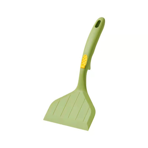 LIANGCHUANG Silicone Pancakes Shovel Wide Spatula Turner Nonstick Fried Shovel Fish Spatula Silicone Wide Flexible Turner for Cookware Egg Cookie Omelette , Non-Slip Handle , 10" X 4.7" (Green)