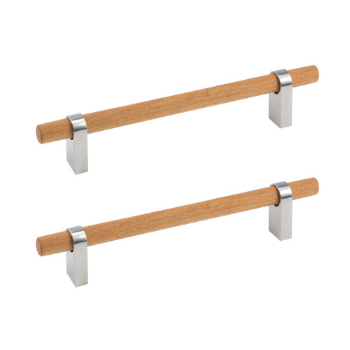 Antrader Cabinet Pull Handle,5.04"(128mm) Hole Centers Solid Wood Pull,7" Long Wood Pull with Screws for Dresser Drawer,2 Pack