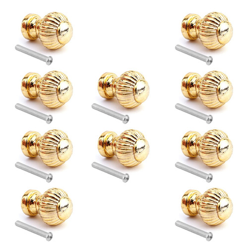 Bettomshin 14mmx19mm Gift Jewelry Box Single Hole Round Knobs Pull Handles Gold Tone 10Pcs