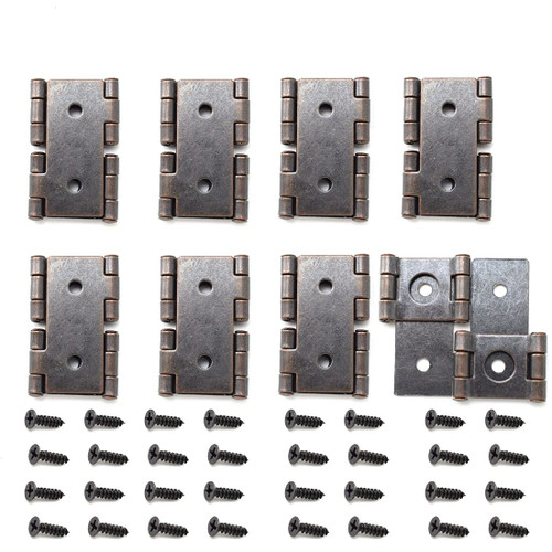 Folding Screen Gate Hinges Retro Style Double-Acting Door Hinges with Mounting Screws - 8 PCS Red Bronze