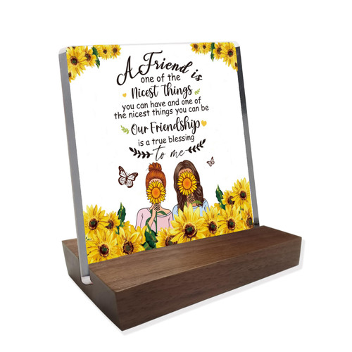 ORIGACH Friendship Gift Acrylic Sunflower Desk Plaque Sign for Bestie Bff, True Friends Sunflower Decorative Clear Acrylic Desk Plaque Sign with Wood Stand Keepsake for Home Office ORIGACH Friendship Gift Acrylic Sunflower Desk Plaque Sign for Bestie Bff, True Friends Sunflower Decorative Clear Acrylic Desk Plaque Sign with Wood Stand Keepsake for Home Office