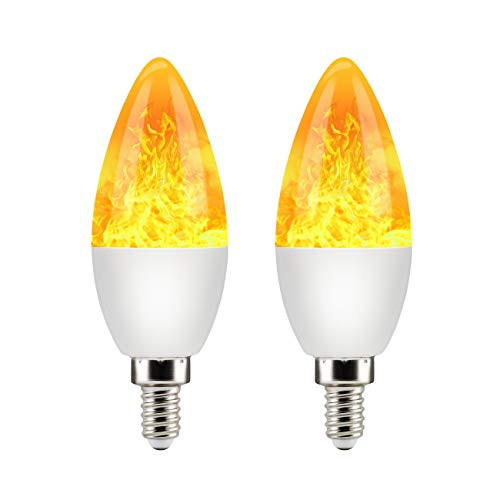 LED Flame Effect Light Bulb,3W 1500K Warm White LED Bulb, E12 Base Fire Flickering Emulation Flame Light Bulbs,Led Candelabra Bulb, Halloween/Christmas Party Decorative Lamps for Hotel/Bars/Restauran