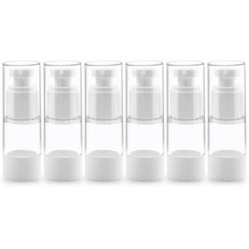 Airless Cosmetic Cream Pump Bottle 6 Pack Travel Pump Bottle 15ml Clear Refillable Container,Vacuum Travel Bottles for Lotion Fill Lotion, Shampoo, Liquid Soap