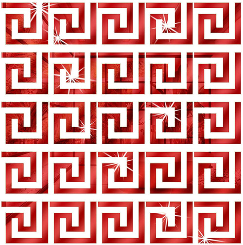 OBAREWC DIY Stickers Removable Adhensive Wall Stickers Decals for Home Art Room Bedroom Background Decoration (Geometric Greek Key Pattern) (30pcs Red)