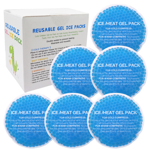 Small Ice Packs, Gel Ice Packs for Injuries Hot & Cold Ice Packs Reusable Gel Bead Ice Pack Cold Compress for Pain Relief (6 Round ice Packs(Blue))