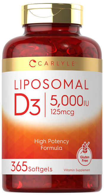 Carlyle Liposomal Vitamin D3 | 5000 iu | 365 Softgels | Non-GMO and Gluten Free Formula | High Potency Vitamin D Supplement Carlyle Liposomal Vitamin D3 | 5000 iu | 365 Softgels | Non-GMO and Gluten Free Formula | High Potency Vitamin D Supplement