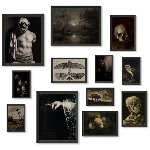 Dark Academia Room Decor, Goth Wall Art Decor Poster, Grunge Aesthetic Wall Collage, Witchy Decor Aesthetic, Spooky Vintage Posters Gifts for Halloween Bedroom Decoration, Gothic Home Decor (Unframed)