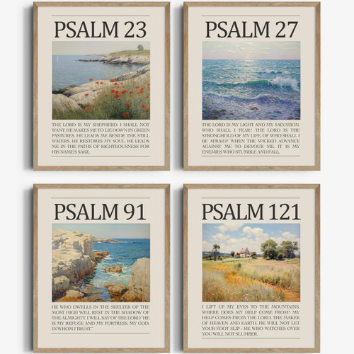 Bible Verses Wall Decor 8x10 Unframed Prints - Bible Verse Decor, Scripture Wall Art, Bible Verse Wall Art - Scripture Wall Decor, Psalm 91 Wall Art, Bible Verse Wall Decor - Psalm 23 Wall Art