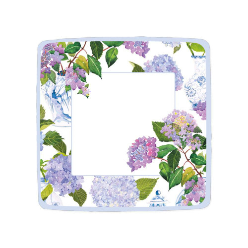 Caspari Hydrangeas and Porcelain Square Paper Salad & Dessert Plates - 8 Count