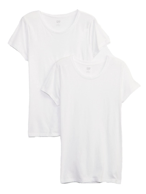 GAP Womens 2-Pack Crewneck Favorite Tee T-Shirt, White Global, Small Petite US