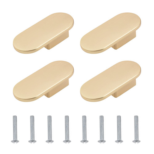 UFURMATE Cabinet Handle Pulls, 4Pcs Zinc Alloy Cabinet Door Handles Furniture Dresser Door Handles Kitchen Cabinet Pulls Drawer Pull Knobs with Screws for Cupboard Wardrobe Door (Gold)