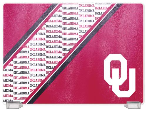 Duck House Sports NCAA Oklahoma Sooners Tempered Glass Cutting Board with Display Stand