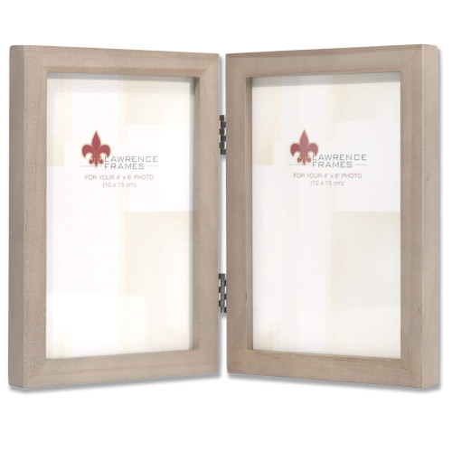 Lawrence Frames Hinged Gray Wood Gallery Collection Picture Frame, 4x6 Double