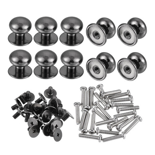 uxcell 12mm Head Dia. Round Knobs Pull Handle, 24pcs Zinc Alloy for Drawer Pulls Gift Box Cabinet Door Knobs with Screws, Black