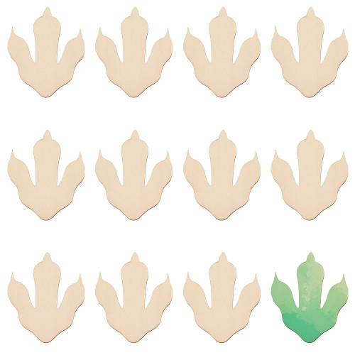 OLYCRAFT 12Pcs Wooden Dinosaur Foot Prints 3.5x3x0.3inch Unfinished Blank Wood Cutouts Slices Natural Claw Shape Unfinished Wood DIY Crafts Dinosaur Foot Print Wood Craft for Home DIY Projects Craft