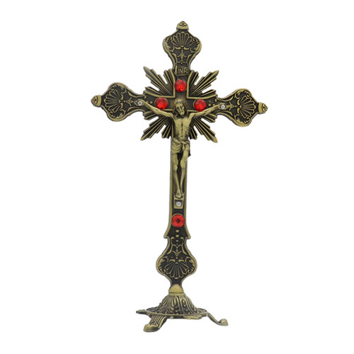 gazechimp Table Cross Standing Crucifix 10" Religious Gifts Figurine Crucifix with Stand Jesus Crucifix for Livingroom Home Decor Christian Decoration