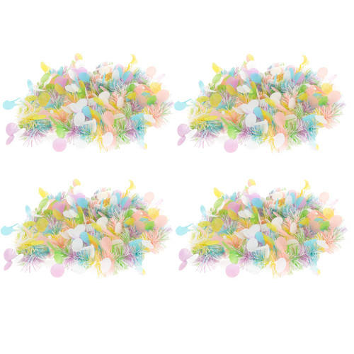 ABOOFAN Easter Tinsel Garlands Colorful Fringe Garlands Festooning Garlands Easter Round Ornament Easter Tree Garland for Holiday Door Tree Mantel Window Outdoor Party 4Pcs