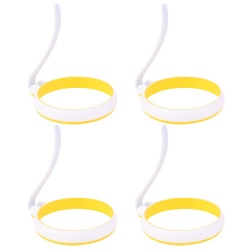 Kichvoe Silicone Molds 4 Pcs Silicone Egg Rings Non Stick Fried Egg Ring Mold Round Egg Cooking Rings Muffins Pancake Rings for Pancakes Breakfast Sandwich Yellow Breakfast Sandwiches