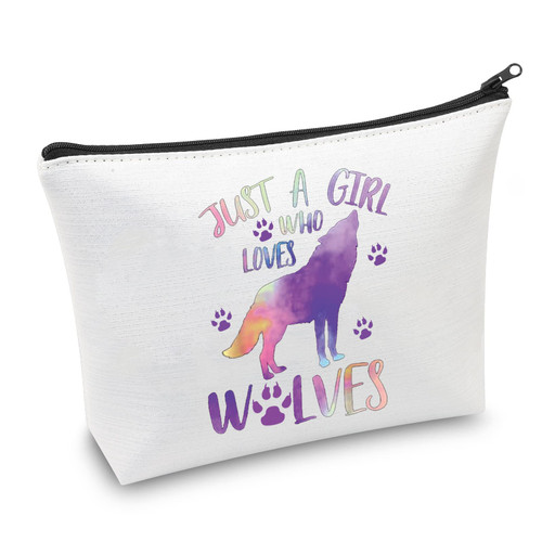 JNIAP Howling Wolf Gift Wolf Lover Gift Just A Girl Who Loves Wolves Makeup Bag Cosmetic Zipper Pouch Travel Toiletry Bag (wolf bag-YG) JNIAP Howling Wolf Gift Wolf Lover Gift Just A Girl Who Loves Wolves Makeup Bag Cosmetic Zipper Pouch Travel Toiletry Bag (wolf bag-YG)
