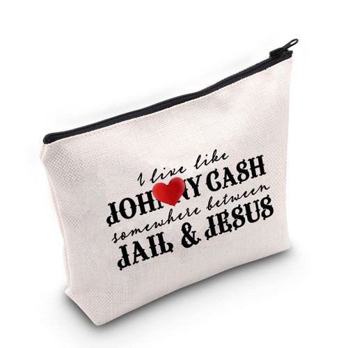 G2TUP Country Music Gift Western Cosmetic Bag Country Music Lover Gift Western Makeup Travel Pouch with Zipper (J Cash White Bag) G2TUP Country Music Gift Western Cosmetic Bag Country Music Lover Gift Western Makeup Travel Pouch with Zipper (J Cash White Bag)
