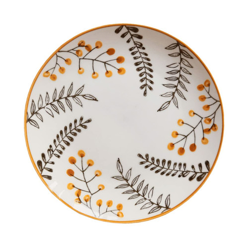 Didiseaon 1pc Leaf Ceramic Plate Round Serving Platter Dessert Tray Round Cake Pan Salad Dish Ceramic Fruit Tray Fruit Serving Dish Home Serving Tray Storage Tray for Dessert Fruit Orange