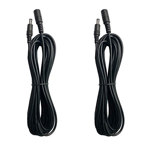 DC 12V Power Extension Cord Cable 15ft (5m) 2.1mm x 5.5mm Power Adapter Supply Extension Cable for CCTV Security Cameras IP Camera DVR Standalone, LED Light Strip, Baby Monitor, Router (2 Pack)