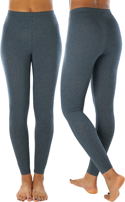 ToBeInStyle Women's Cotton Blend Basic Full Length Leggings - Charcoal Grey - S
