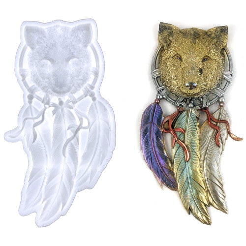 Silicone Molds Dream Catcher Resin Mold Epoxy Casting Mould DIY Making Resin Casting Wall Hanging, Fox Dream Catcher Pendant Silicone Molds for Epoxy Resin Casting, Wall Hanging Wall Art Craft
