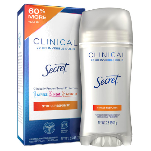 Secret Clinical Strength Invisible Solid Antiperspirant and Deodorant for Women, Stress Response, 2.6 oz Secret Clinical Strength Invisible Solid Antiperspirant and Deodorant for Women, Stress Response, 2.6 oz