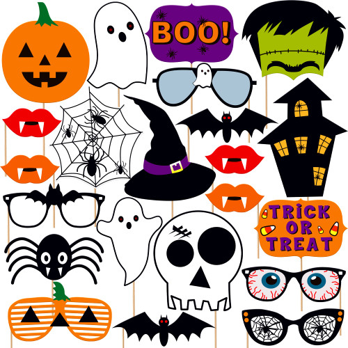 KatchOn, Scary Halloween Photo Booth Props - Large, Pack of 22 | Hocus Pocus Halloween Photo Props for Photoshoot | Halloween Selfie Props | Halloween Picture Props for Halloween Party Decorations