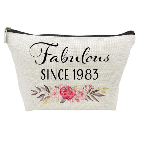 40th Birthday Gifts for Women, Sweet 40 Year Old Gift Makeup Bag, 40 Birthday Gift Makeup Bags for Her, Aunt, Sister, Friend, 1983 40th Gifts Idea Makeup travel Bag, Cosmetic Bag, Fabulous Since 1983
