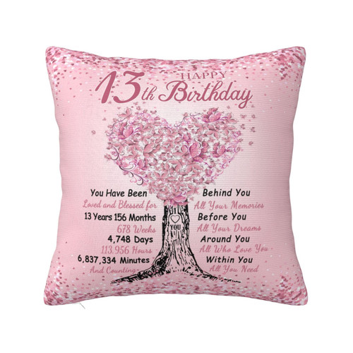 13th Birthday Gifts for Girls, 13 Year Old Girl Birthday Gift Ideas, Gifts for 13 Year Old Girl 18x18 Pillow Cover, 13th Birthday Decorations for Girls, 13 Year Old Girl Gift Ideas for Daughter