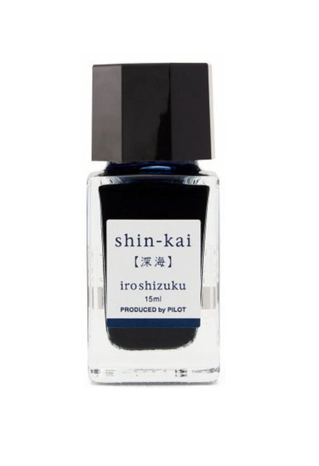 Pilot Iroshizuku Mini Bottled Fountain Pen Ink shin-Kai 15ml Bottle INK-15-SNK Japan Import with Kanji Love Sticker
