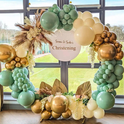 Sage Green Balloon Arch Garland Kit - Baby Shower Balloon Arch with 110pcs Gold Sand White Balloon for Baby Shower Decorations Boys Girls Birthday Party Bridal Shower Wedding Safari Theme Birthday