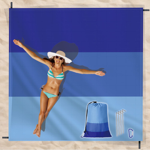 PONAPO Beach Blanket Waterproof Sandproof, Picnic Blanket, Large Beach Mat 4-7 Adults, Lightweight Durable Sand Free Mat Quick Drying for Beach Travel Camping Hiking Picnic 79"x79"