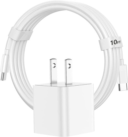 Beemylover Apple iPhone 15 Charger USB C Fast Charging,20W USB-C Charger Block with 10 FT 60W USB C to USB C Cable Compatible with iPhone 15/15 Pro/15 Pro Max, iPad Pro 12.9,iPad Pro 11 iPad Air 4/5