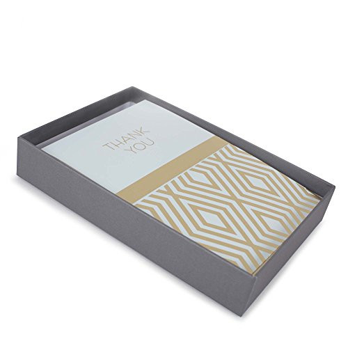 Hallmark Thank You Note Cards, Blue and Gold (50 Cards and Envelopes)