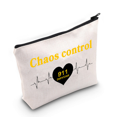 JNIAP 911 Dispatch Makeup Bag Chaos Control 911 Dispatch Cosmetic Travel Bag 911 Operator Dispatcher Gift(911 Dispatch Bag)