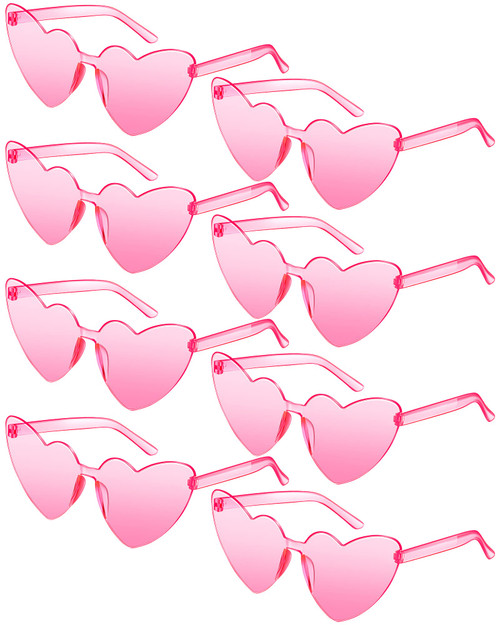 JDHXBMW Pink Heart Sunglasses 8Pairs Heart Shape Sunglasses Rimless Heart Glasses Pink Party Favors Breast Cancer Awareness Accessories for Women