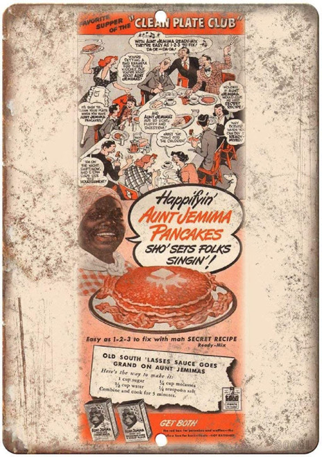 Pioujw-For Aunt Jemima Happifyin' Pancake Mix Tin Sign Vintage Wall Poster Retro Iron Painting Metal Plaque Sheet for Bar Cafe Garage Home Gift Party