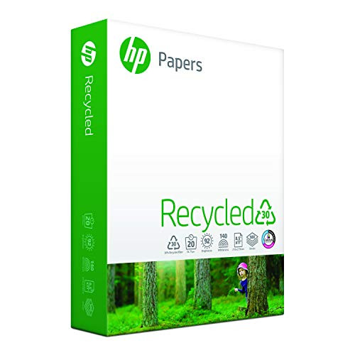 HP Printer Paper, Recycled 30% Paper, 8.5 x 11, Letter Size, 20lb, 92 Bright, 1 Ream / 500 Sheets (112100R) Acid Free Paper