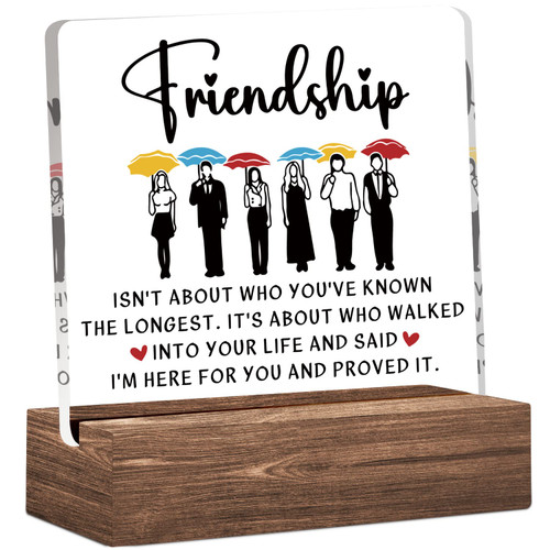 Best Friendship Gifts, Inspirational Clear Desk Decorative Sign with Wood Stand, Home Bedroom Office Positive Plaque Decor, Long Distance Friendship Gifts for Sister, Bestie, BFF, Friends Best Friendship Gifts, Inspirational Clear Desk Decorative Sign with Wood Stand, Home Bedroom Office Positive Plaque Decor, Long Distance Friendship Gifts for Sister, Bestie, BFF, Friends